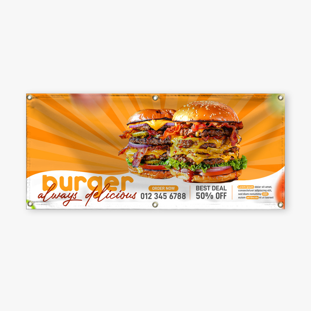 Large printed vinyl banner at an event entrance